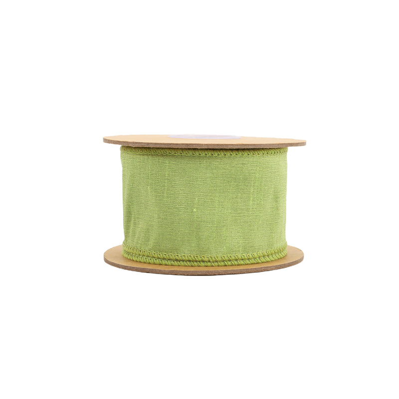 2 1/2" Wired Dupioni Ribbon | Green Apple | 10 Yard Roll