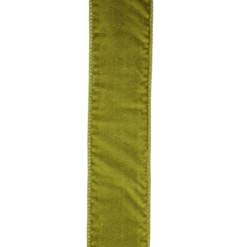 2 1/2" Wired Premium Velvet Ribbon w/ Tissue Back | Apple Green | 10 Yard Roll