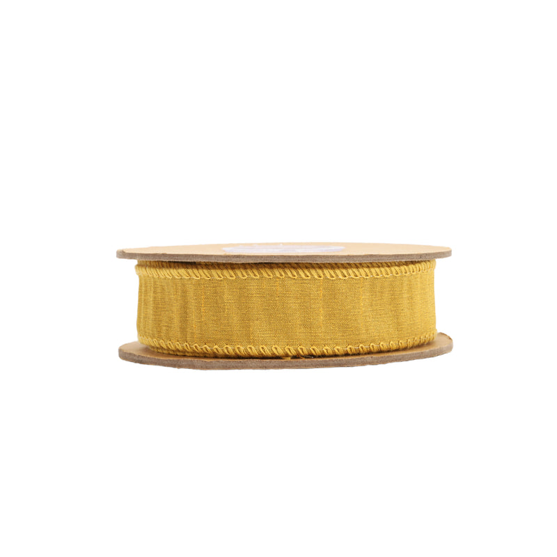 1" Wired Dupioni Ribbon | Gold | 10 Yard Roll