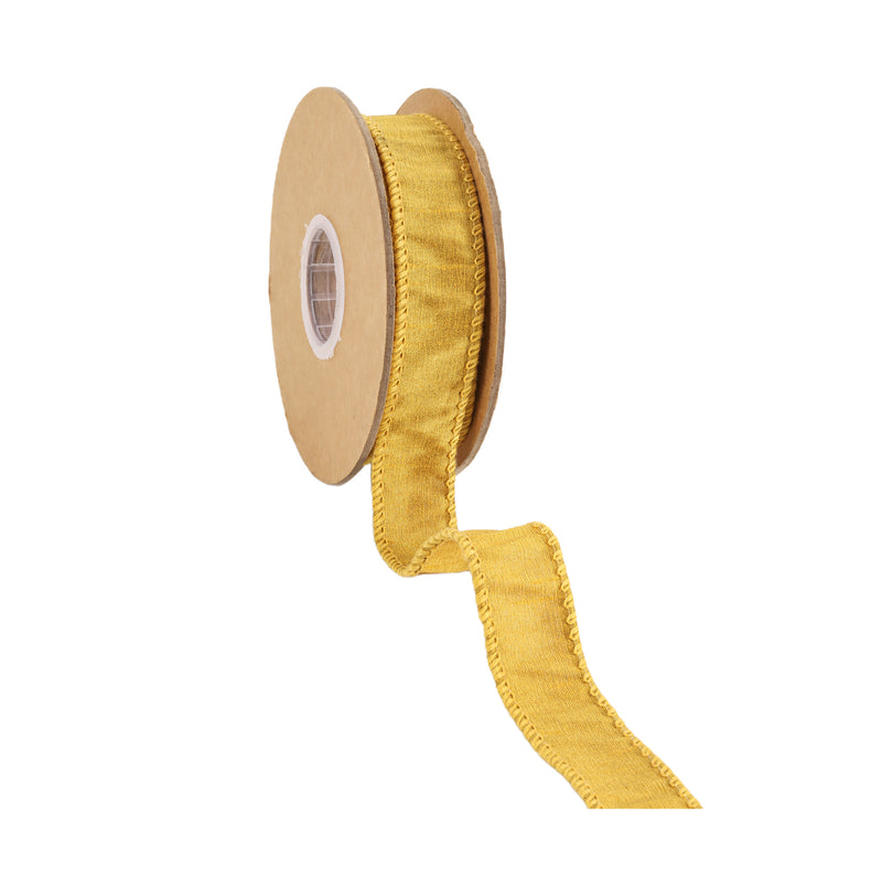 1" Wired Dupioni Ribbon | Gold | 10 Yard Roll