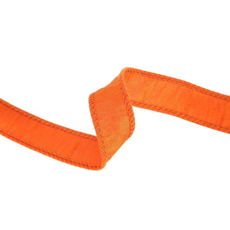 1" Wired Dupioni Ribbon | Pumpkin | 10 Yard Roll