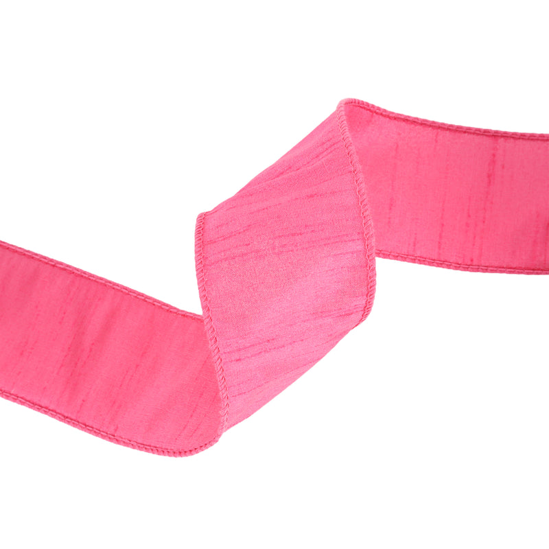 2 1/2" Wired Dupioni Ribbon | Hot Pink | 10 Yard Roll