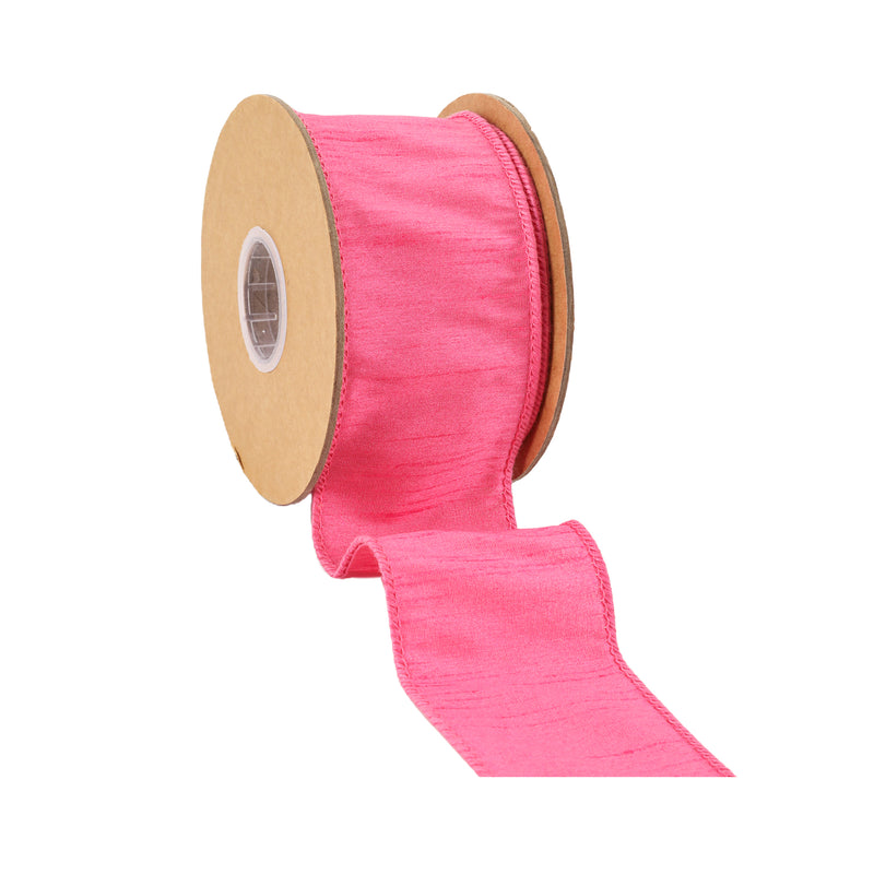 2 1/2" Wired Dupioni Ribbon | Hot Pink | 10 Yard Roll