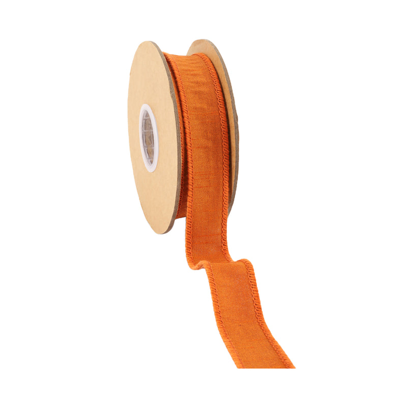 1" Wired Dupioni Ribbon | Burnt Orange | 10 Yard Roll