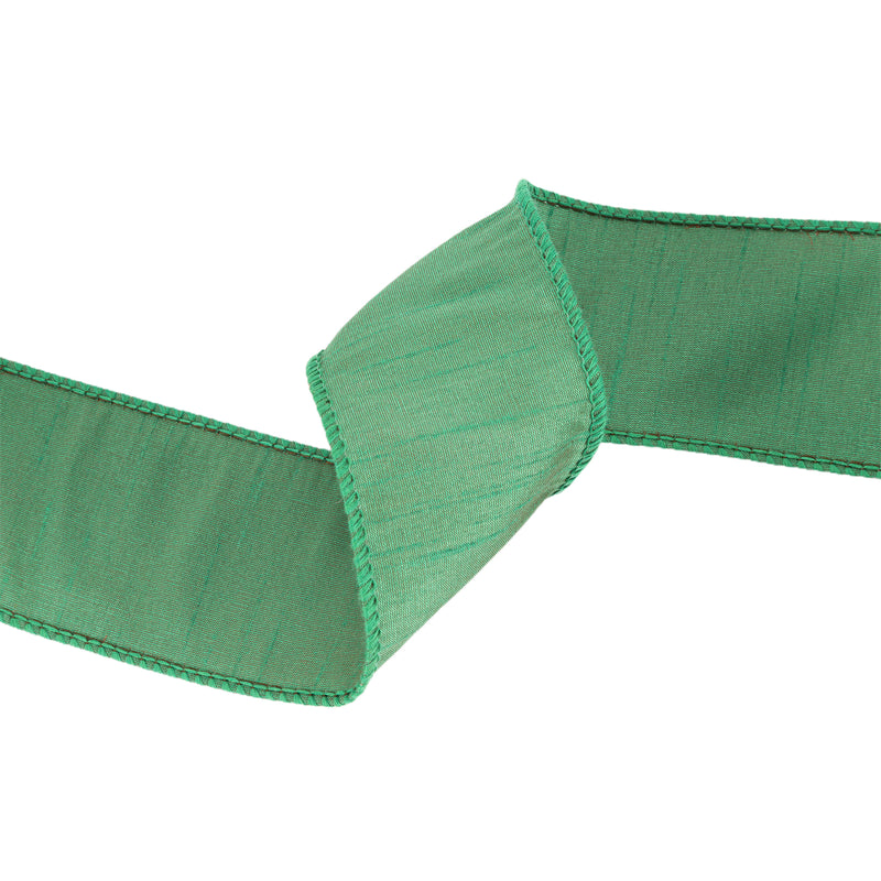 2 1/2" Wired Dupioni Ribbon | Forest Green | 10 Yard Roll