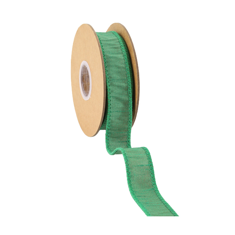 1" Wired Dupioni Ribbon | Forest Green | 10 Yard Roll