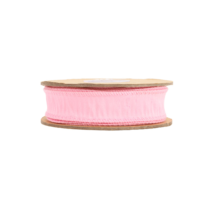 1" Wired Dupioni Ribbon | Pink | 10 Yard Roll