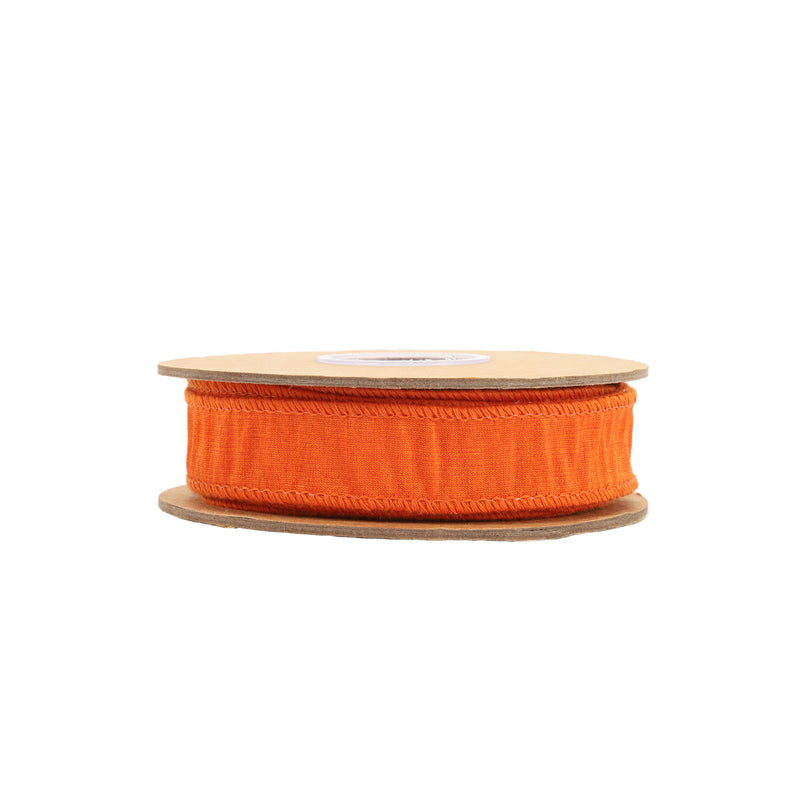 1" Wired Dupioni Ribbon | Pumpkin | 10 Yard Roll