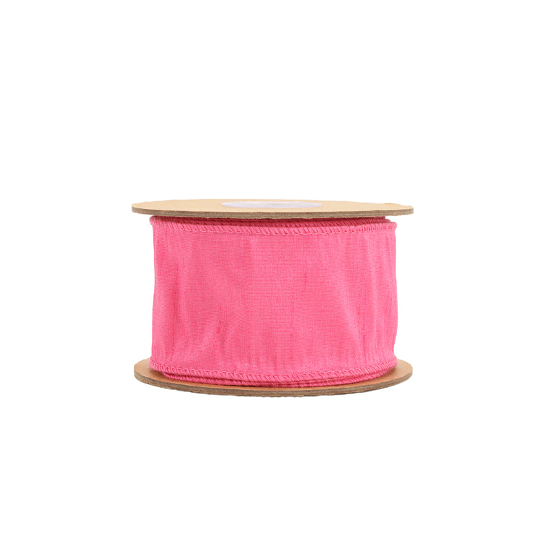 2 1/2" Wired Dupioni Ribbon | Hot Pink | 10 Yard Roll