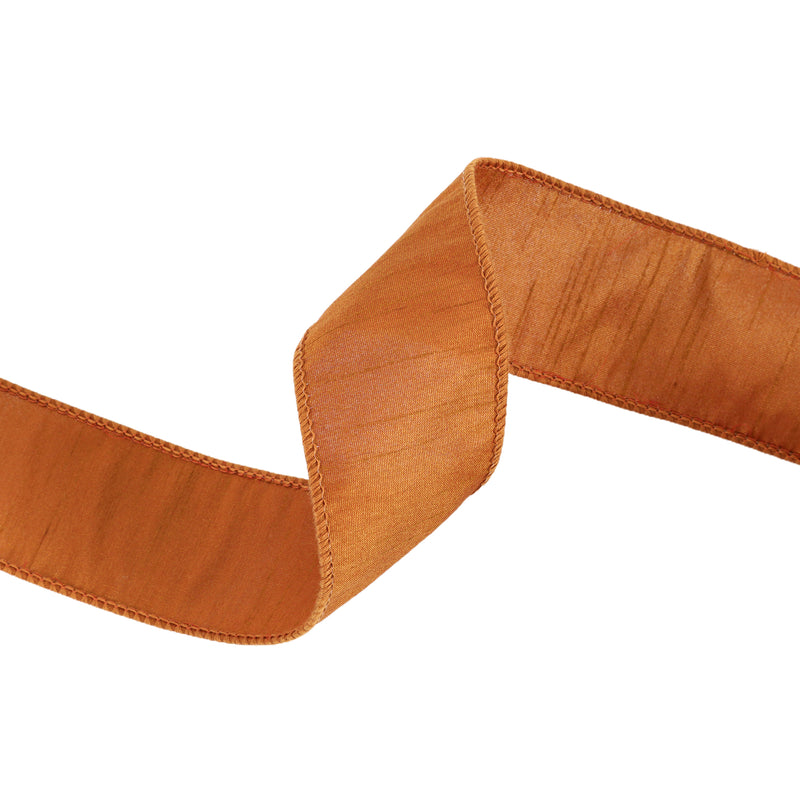 2 1/2" Wired Dupioni Ribbon | Copper Brown | 10 Yard Roll