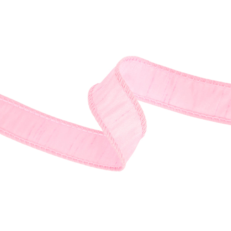 1" Wired Dupioni Ribbon | Pink | 10 Yard Roll