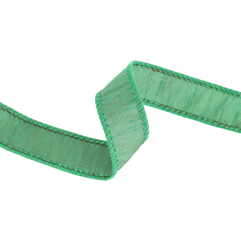 1" Wired Dupioni Ribbon | Forest Green | 10 Yard Roll