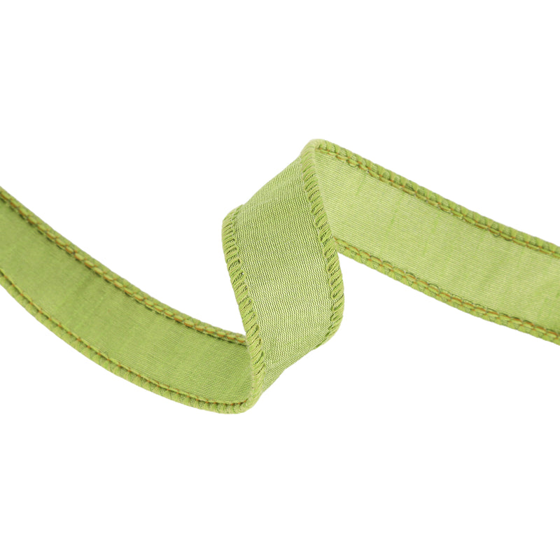 1" Wired Dupioni Ribbon | Green Apple | 10 Yard Roll