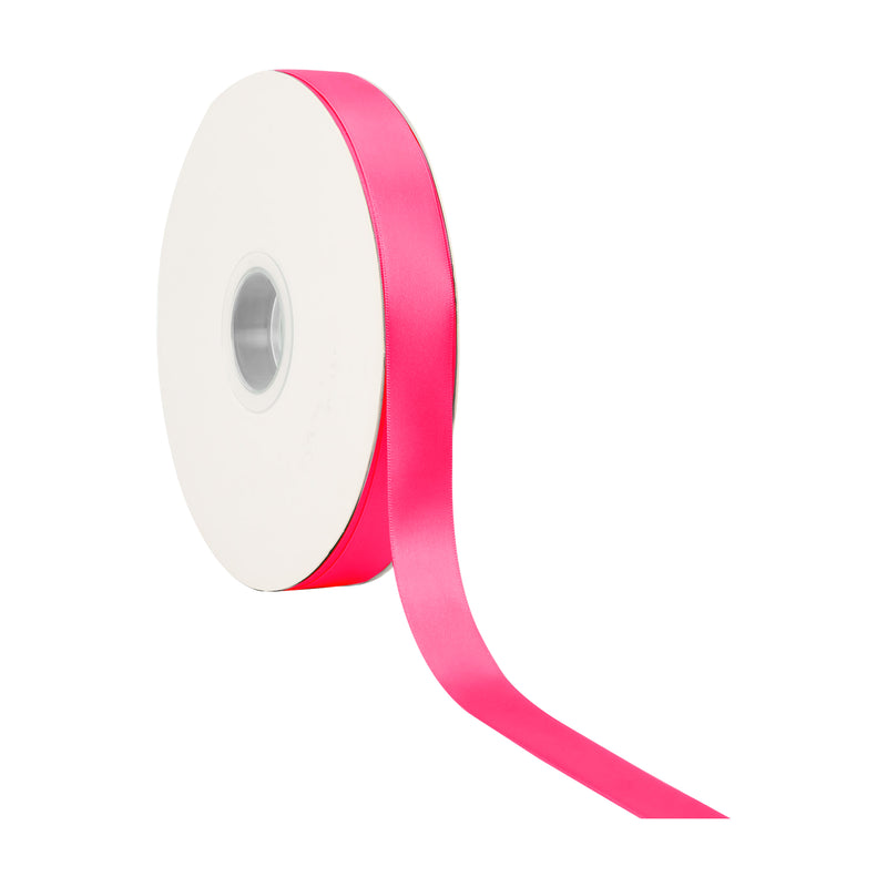 7/8" Single Face Satin Ribbon | Shocking Pink (175) | 100 Yard Roll