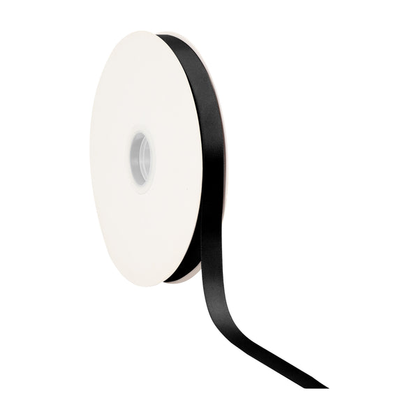 5/8" Single Face Satin Ribbon | Black (030) | 100 Yard Roll