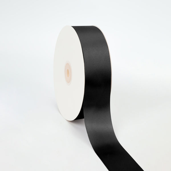 1 1/2" Single Face Satin Ribbon | Black (030) | 50 Yard Roll