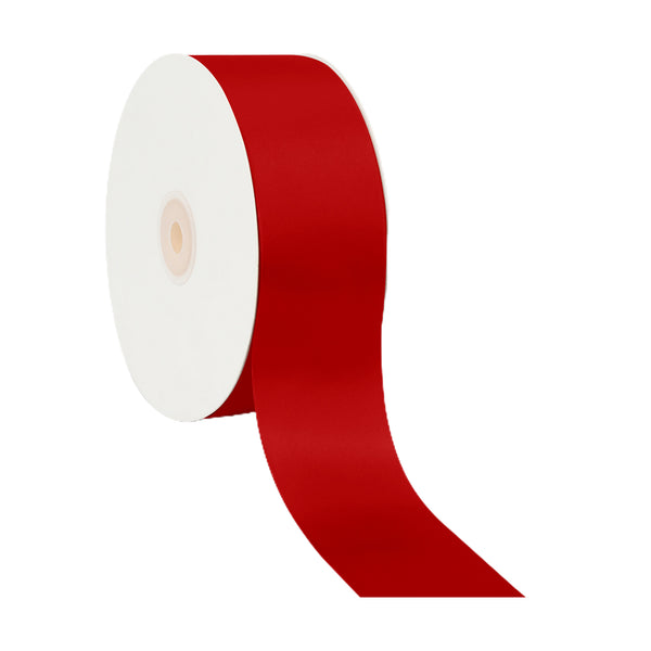 2 1/4" Double Face Satin Ribbon | Red (250) | 50 Yard Roll