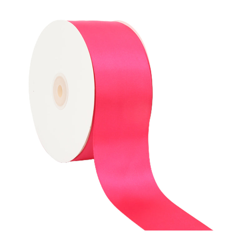 2 1/4" Double Face Satin Ribbon | Shocking Pink (175) | 50 Yard Roll