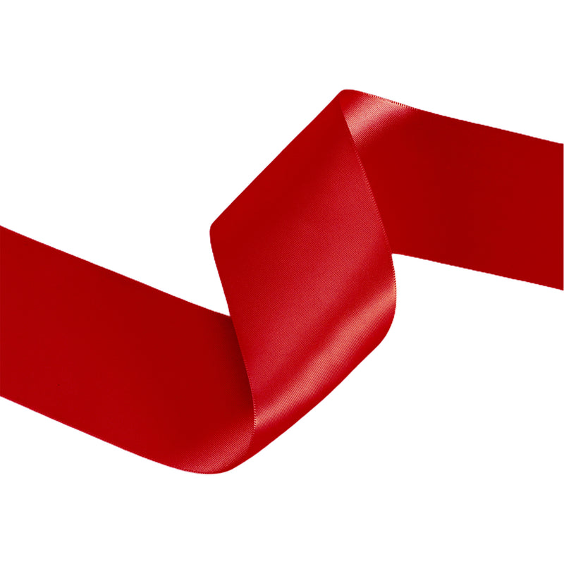 2 1/4" Double Face Satin Ribbon | Red (250) | 50 Yard Roll