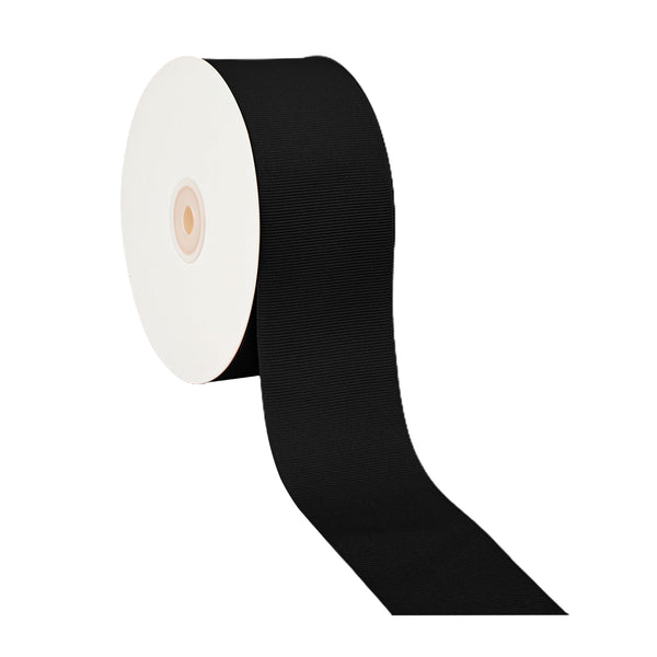 2 1/4" Textured Grosgrain Ribbon | Black (030) | 50 Yard Roll