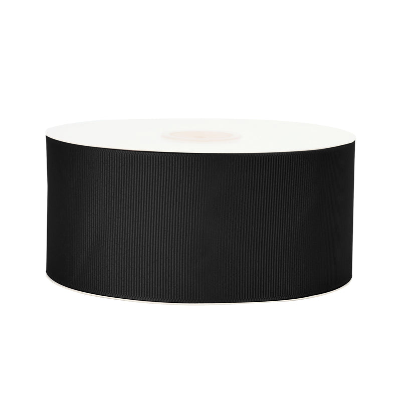 2 1/4" Textured Grosgrain Ribbon | Black (030) | 50 Yard Roll