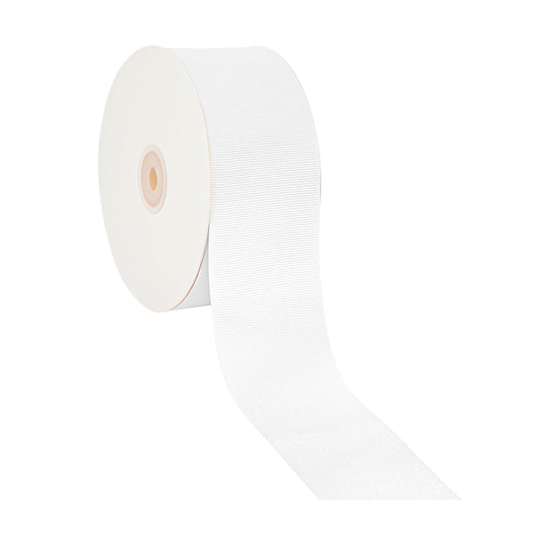 2 1/4" Textured Grosgrain Ribbon | White (029) | 50 Yard Roll