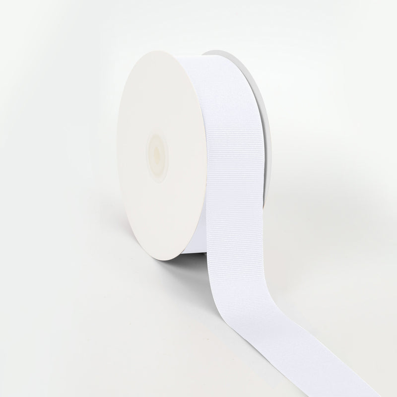 1 1/2" Textured Grosgrain Ribbon | White (029) | 50 Yard Roll