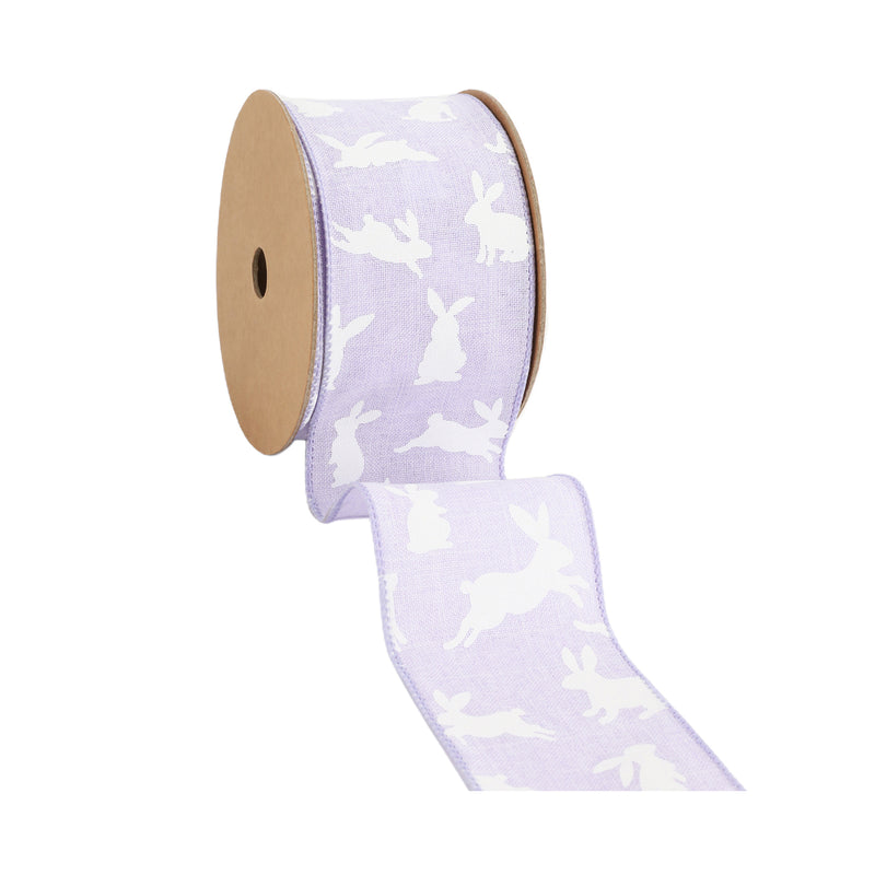 2 1/2" Wired Ribbon | Purple w/ White All Over Bunny | 10 Yard Roll