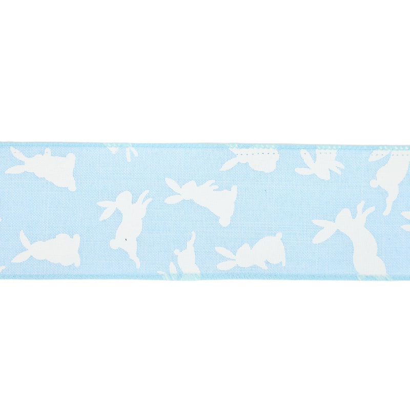 2 1/2" Wired Ribbon | Blue w/ White All Over Bunny | 10 Yard Roll