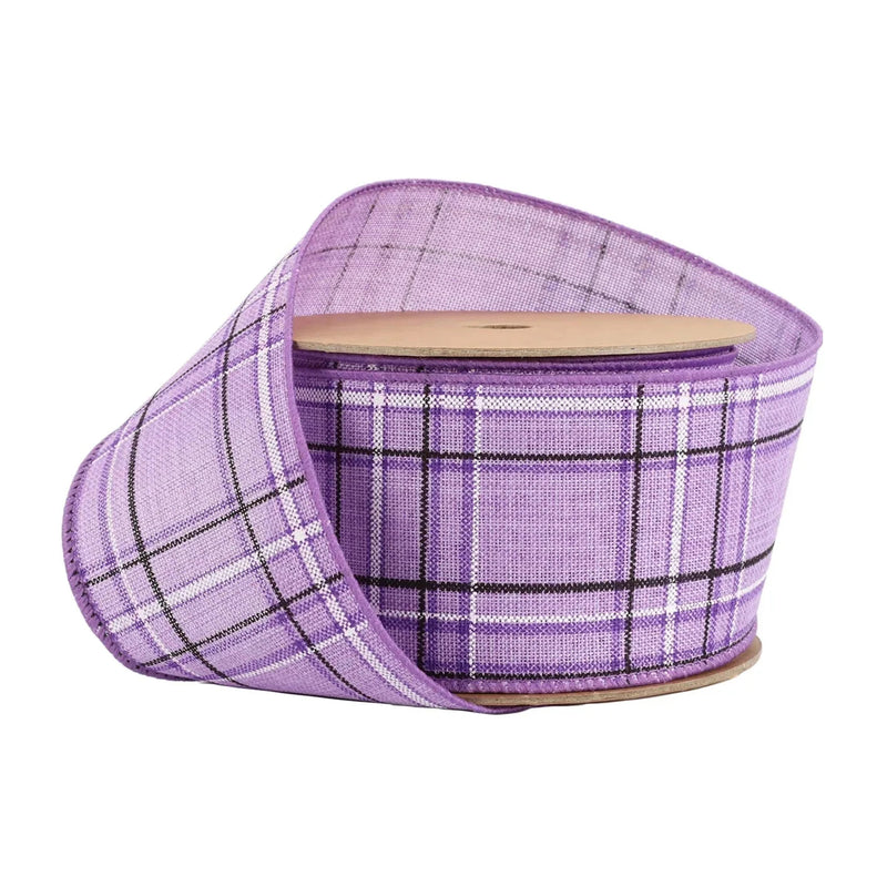 2 1/2" Wired Ribbon | Purple/Spring Plaid | 10 Yard Roll