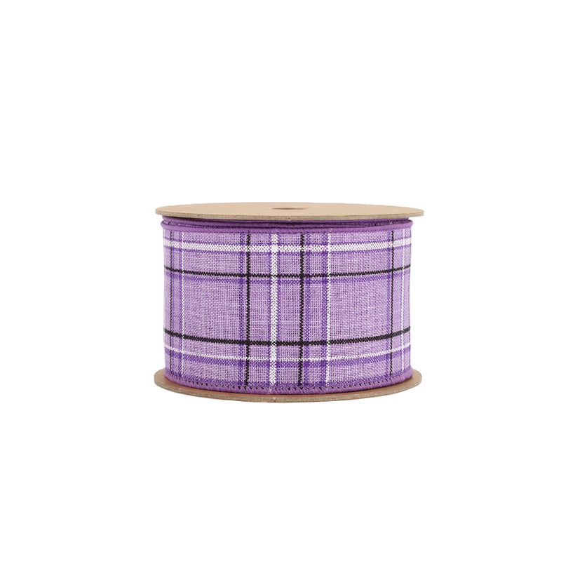 2 1/2" Wired Ribbon | Purple/Spring Plaid | 10 Yard Roll