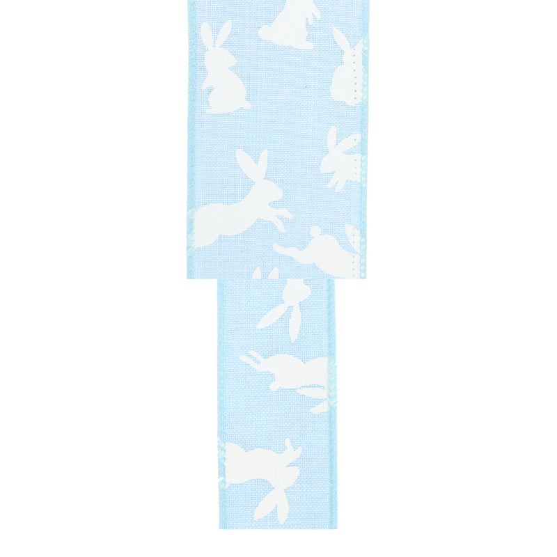 2 1/2" Wired Ribbon | Blue w/ White All Over Bunny | 10 Yard Roll