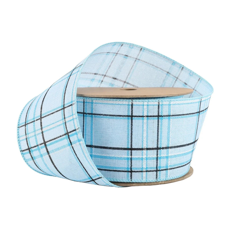 2 1/2" Wired Ribbon | Blue/Spring Plaid | 10 Yard Roll