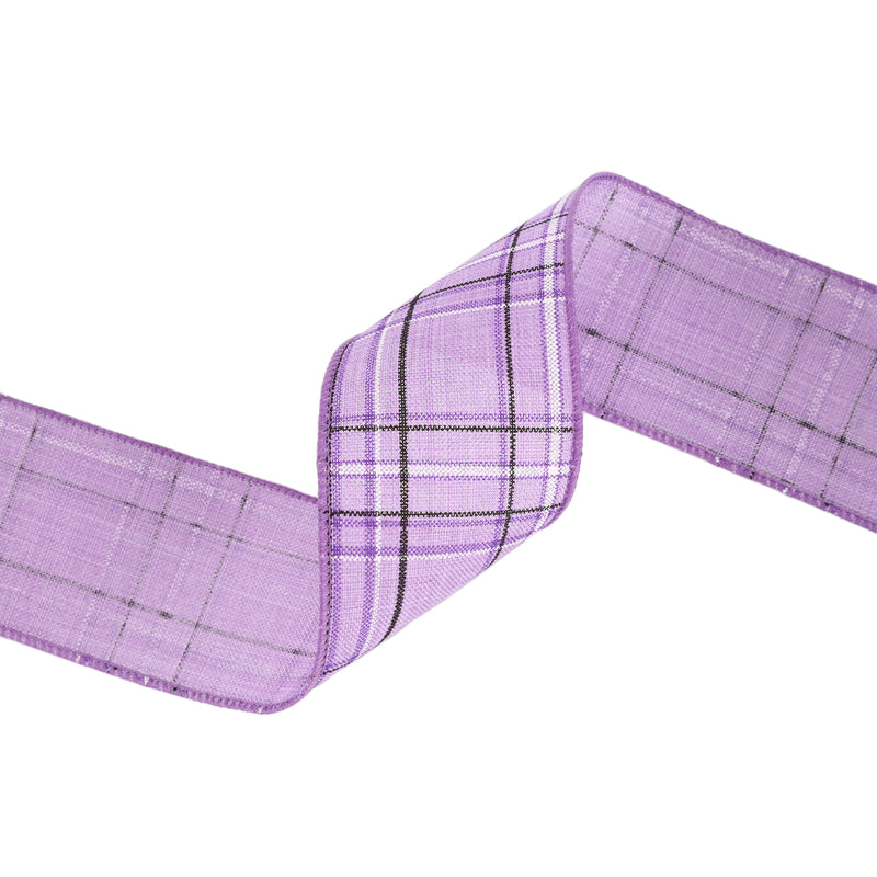 2 1/2" Wired Ribbon | Purple/Spring Plaid | 10 Yard Roll