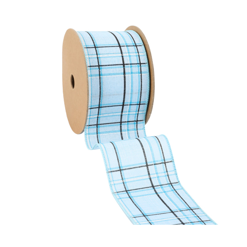 2 1/2" Wired Ribbon | Blue/Spring Plaid | 10 Yard Roll