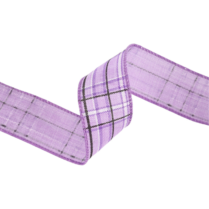 1 1/2" Wired Ribbon | Purple/Spring Plaid | 10 Yard Roll