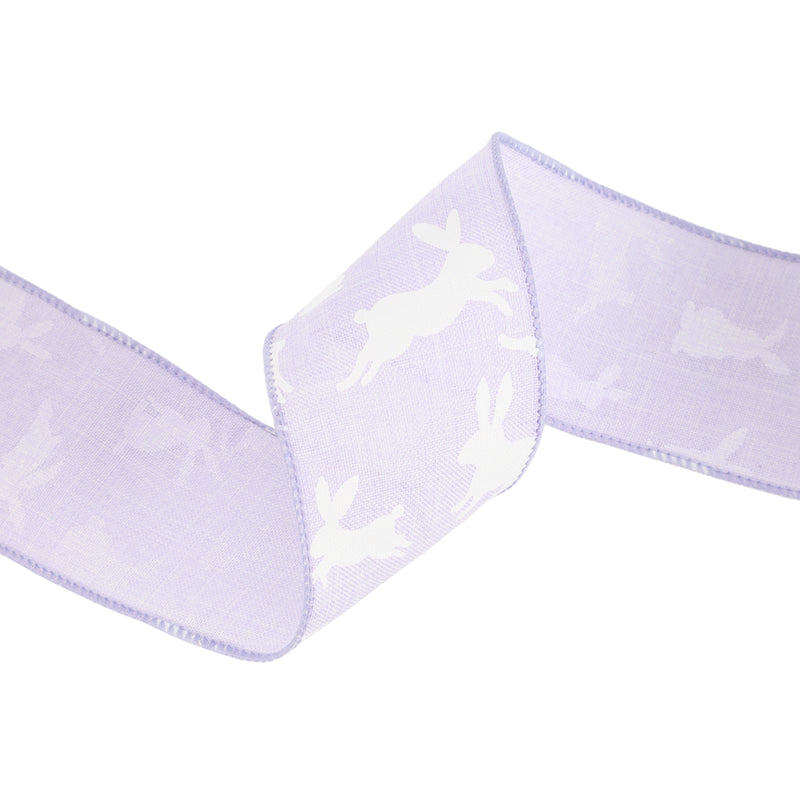 2 1/2" Wired Ribbon | Purple w/ White All Over Bunny | 10 Yard Roll