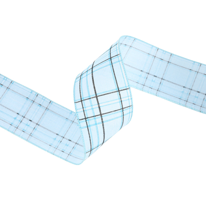 2 1/2" Wired Ribbon | Blue/Spring Plaid | 10 Yard Roll