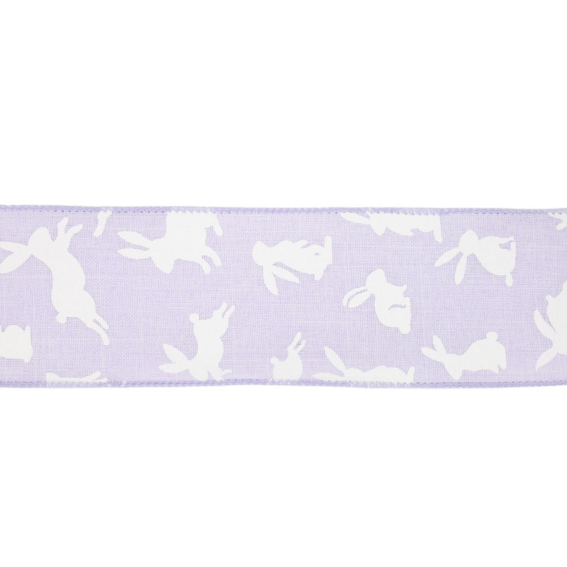 2 1/2" Wired Ribbon | Purple w/ White All Over Bunny | 10 Yard Roll