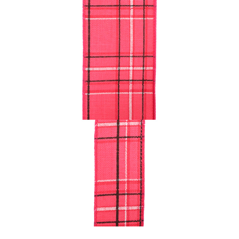 2 1/2" Wired Ribbon | Hot Pink/Spring Plaid | 10 Yard Roll