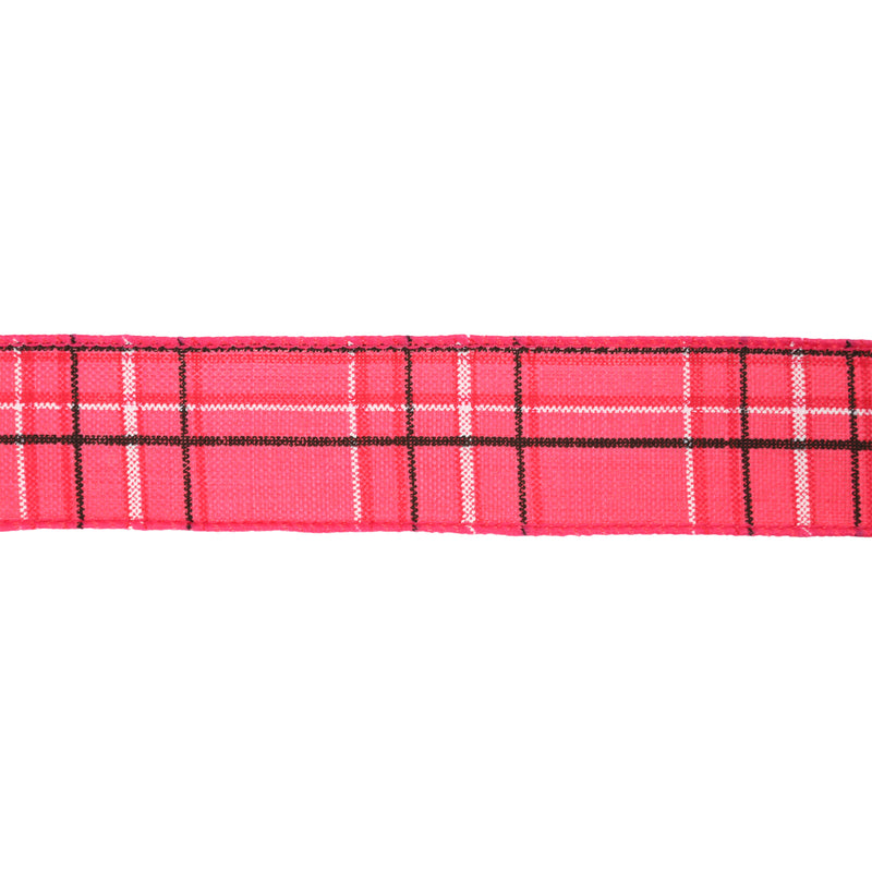 1 1/2" Wired Ribbon | Hot Pink/Spring Plaid | 10 Yard Roll