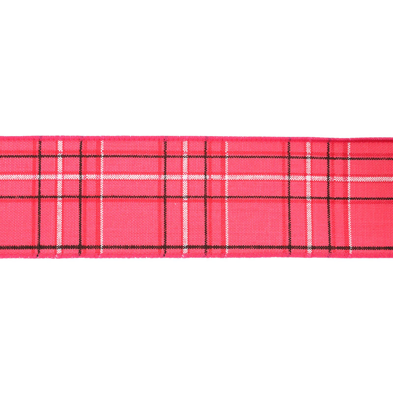 2 1/2" Wired Ribbon | Hot Pink/Spring Plaid | 10 Yard Roll