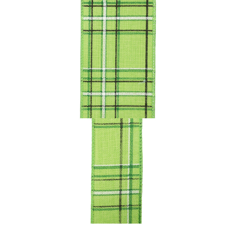 1 1/2" Wired Ribbon | Green/Spring Plaid | 10 Yard Roll