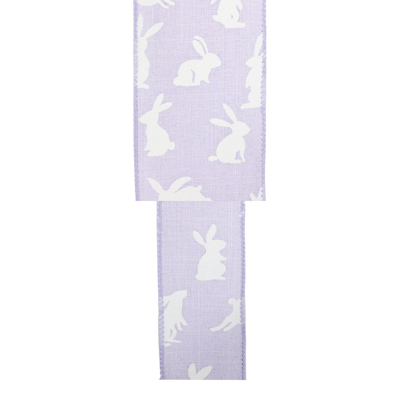 1 1/2" Wired Ribbon | Purple w/ White All Over Bunny | 10 Yard Roll