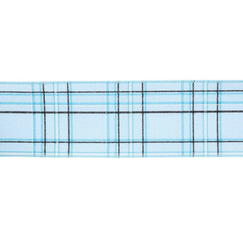 2 1/2" Wired Ribbon | Blue/Spring Plaid | 10 Yard Roll