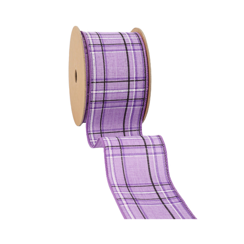 2 1/2" Wired Ribbon | Purple/Spring Plaid | 10 Yard Roll