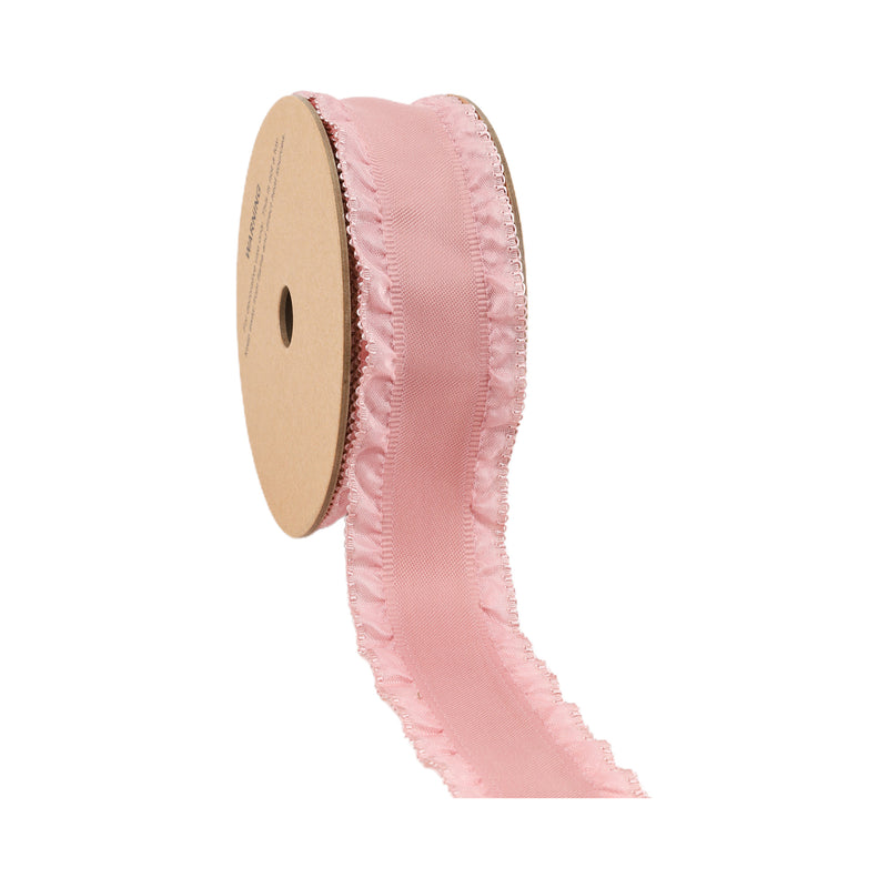 1 1/2" Ruffle Ribbon | Rose | 20 Yard Roll