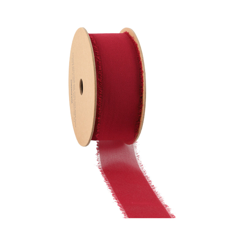 1 1/2" Frayed Edge Chiffon Ribbon | Burgundy | 10 Yard Roll