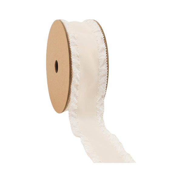 1 1/2" Ruffle Ribbon | Ivory | 20 Yard Roll