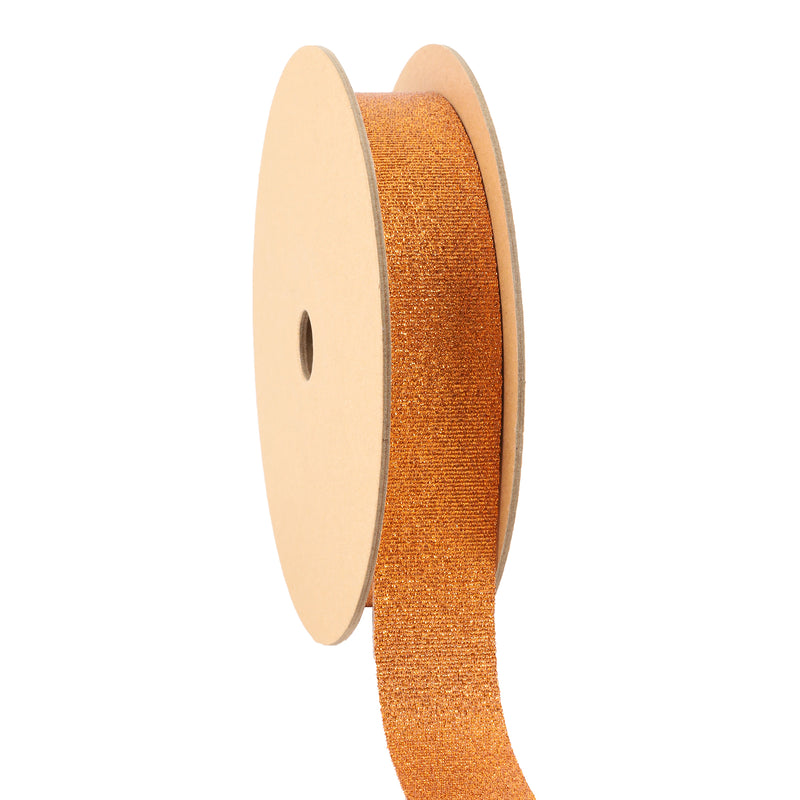 1" Metallic Grosgrain Ribbon | Orange | 25yd Roll